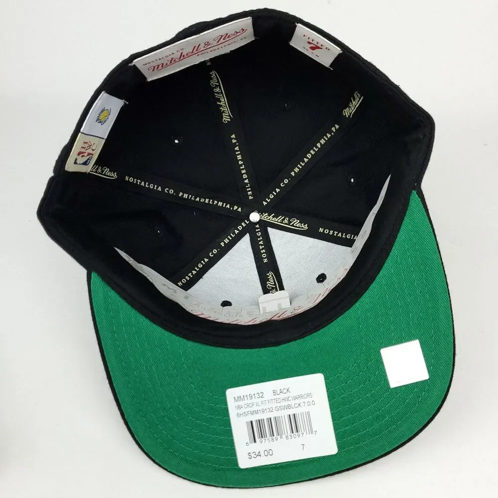 Golden State Warriors Mitchell & Ness NBA‎ Fitted 7 Flatbill Hat Cap 3D Logo NWT